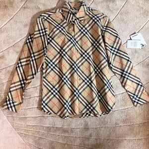 Burberry mens Beige Checkered Shirt